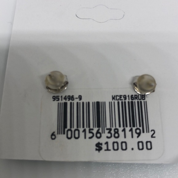 Ruby CZ heart shaped earrings - Picture 2 of 2